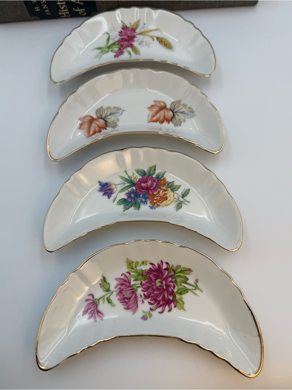 4 Vintage Chadwick Japan Bone Dishes Gold Accented